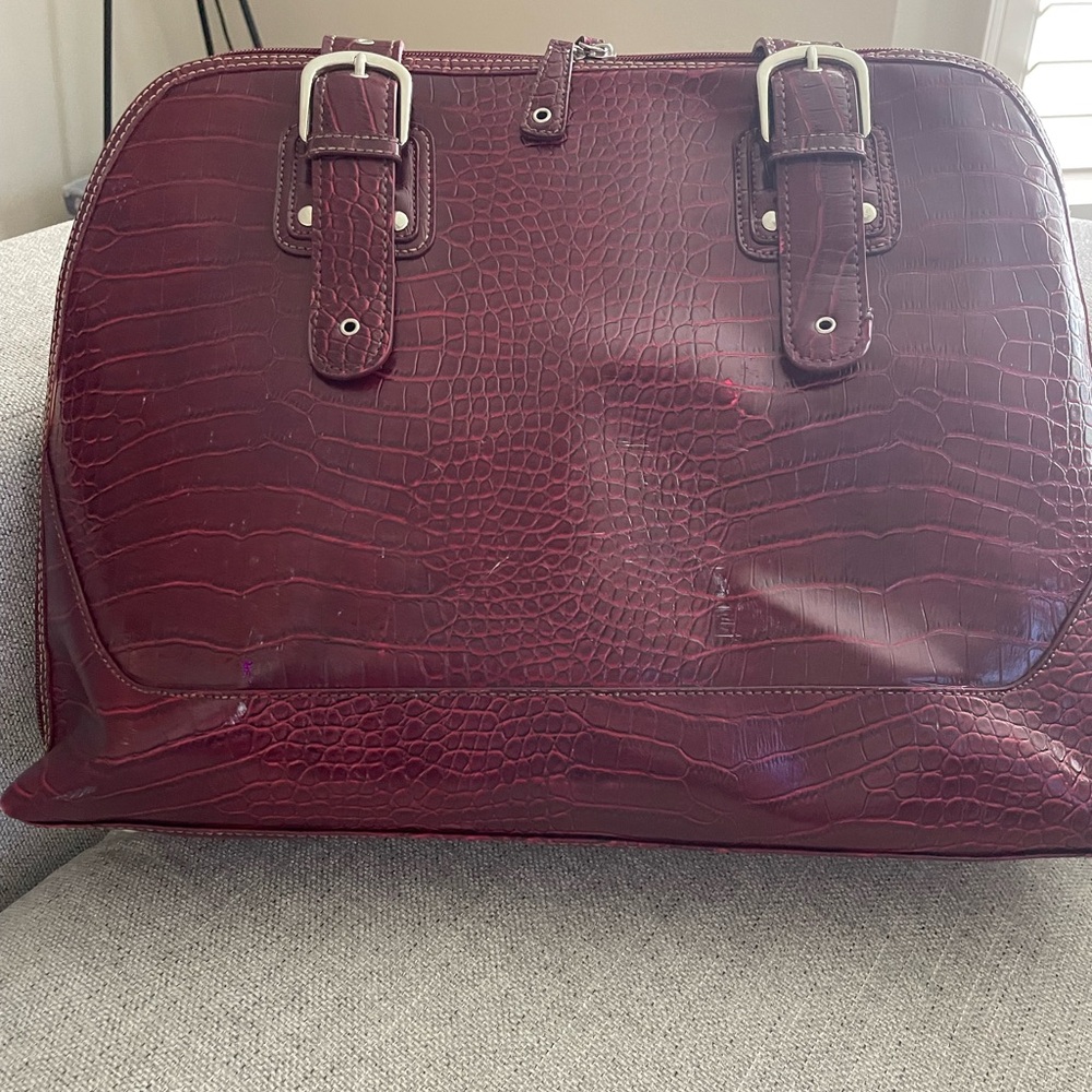 Apostrophe Red Computer Bag with Textured Finish